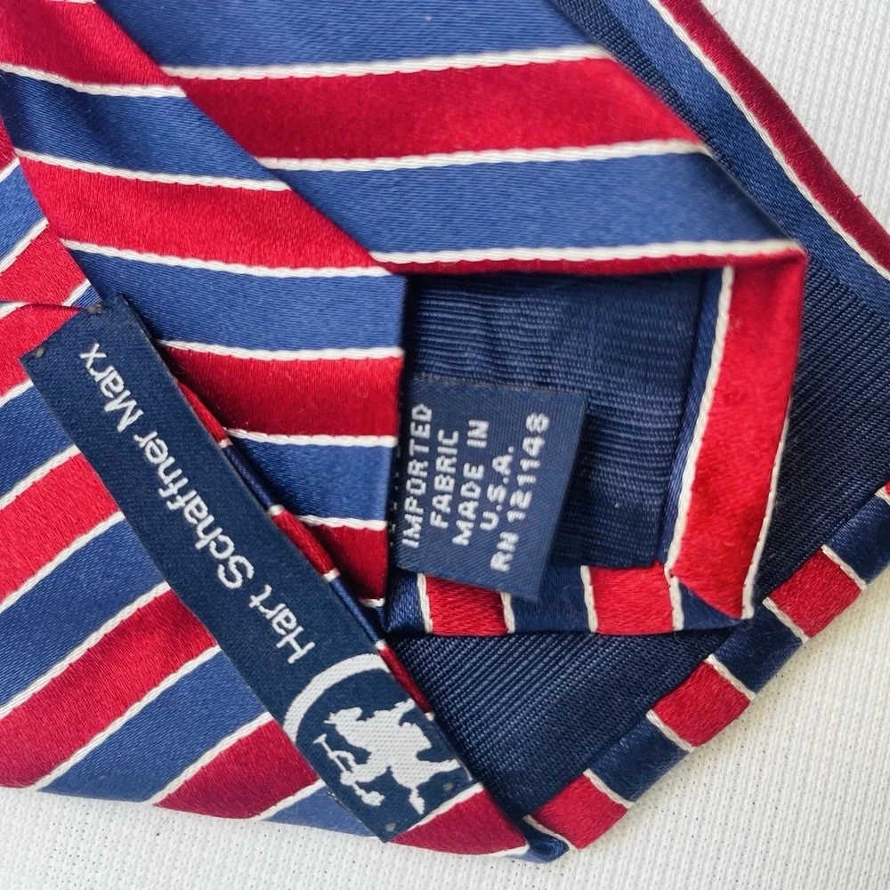 Hart Schaffner Marx Silk Tie Classic‎ Striped Red&blue Classiccore Preppy Retro
